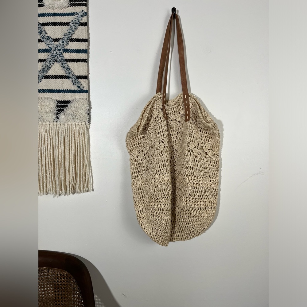 Oversized crochet beach bag